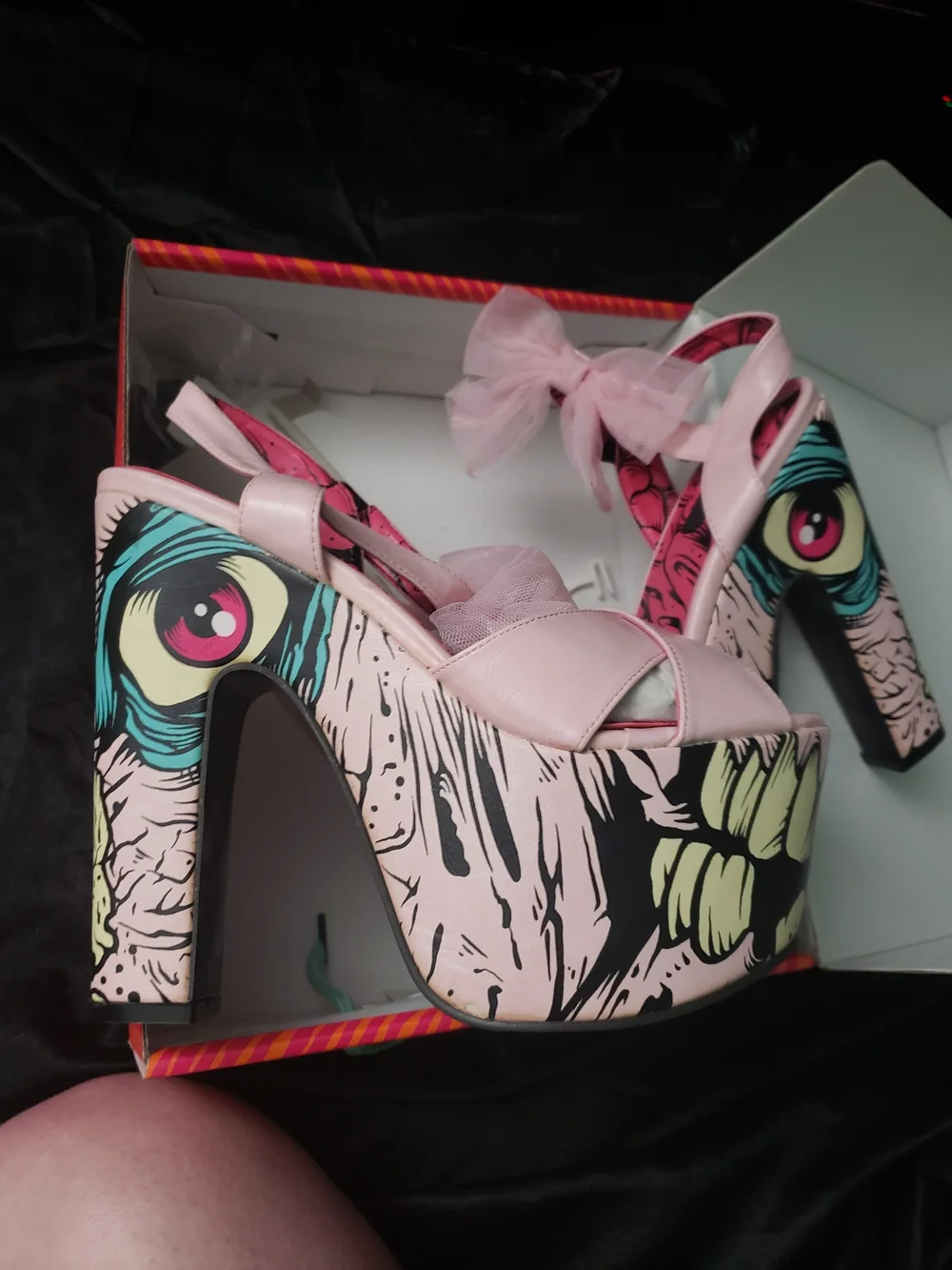 Iron Fist Pink Zombie Platform Sandals with Tulle Bows Extremely Rare Size 10 - Picture 11 of 13